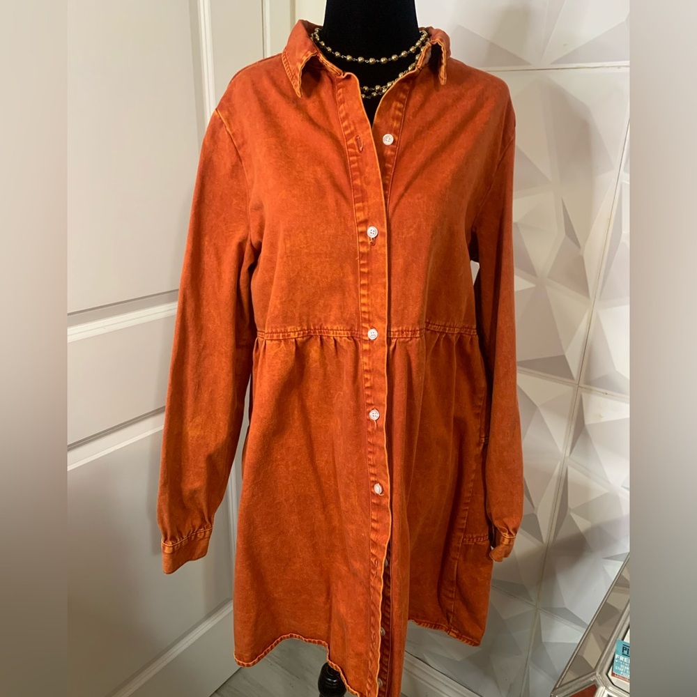 Women's Orange Button-Up Jacket